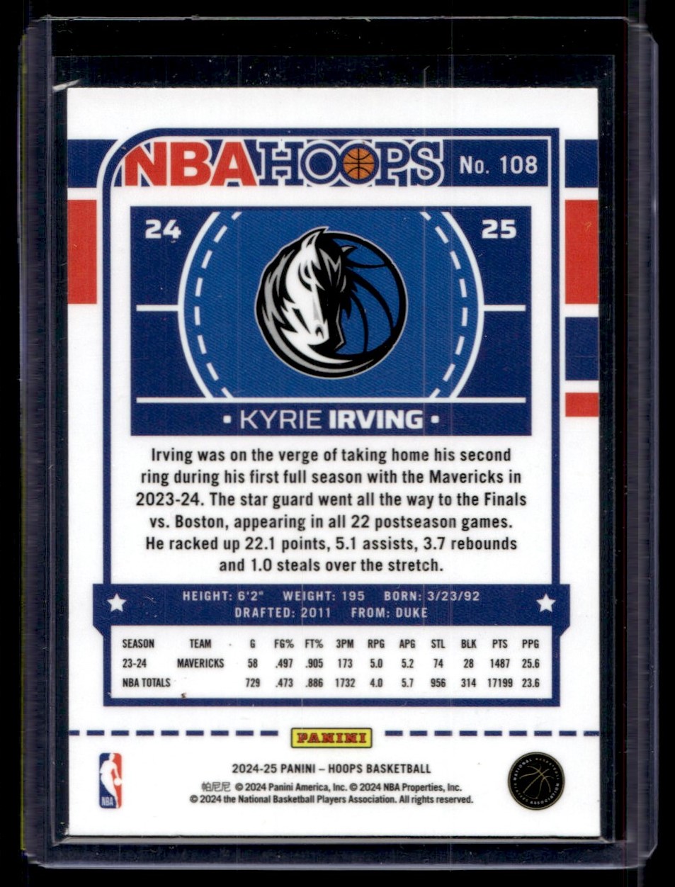 2024-25 Panini Hoops Premium Kyrie Irving Dallas Mavericks
