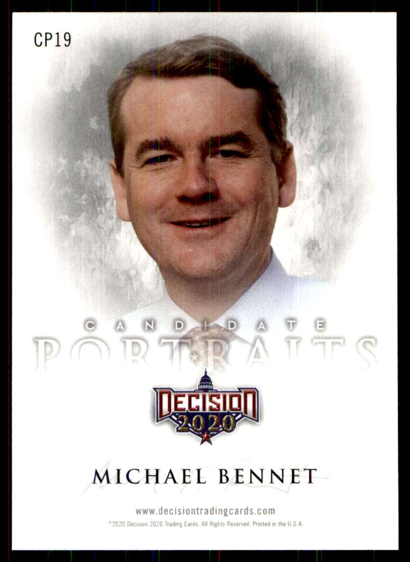 2020 Decision Candidate Portraits Michael Bennet #CP19 card back image