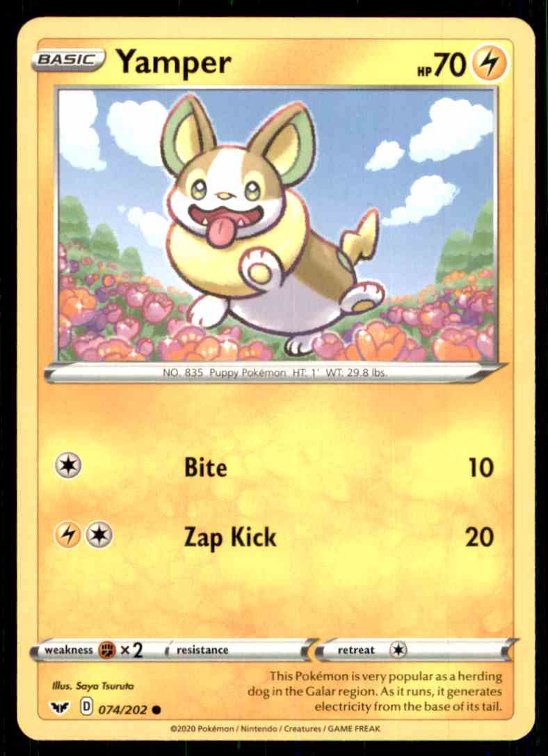 Pokemon Sword And Shield Yamper #074/202 | eBay