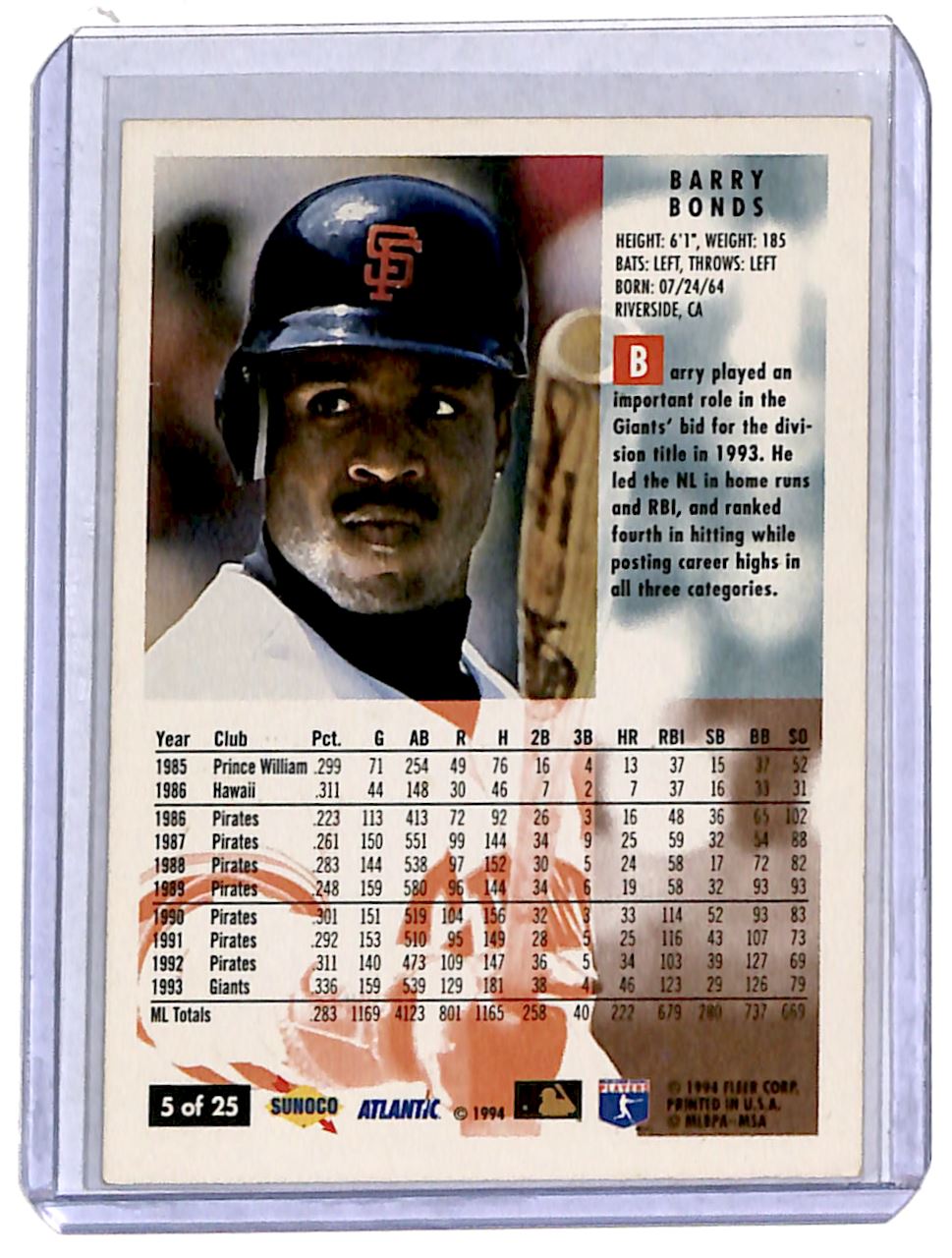 1994 Fleer Barry Bonds San Francisco Giants #5 | eBay