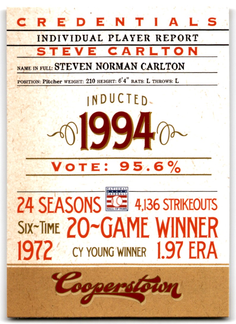 2012 Panini Cooperstown Credentials Steve Carlton #5