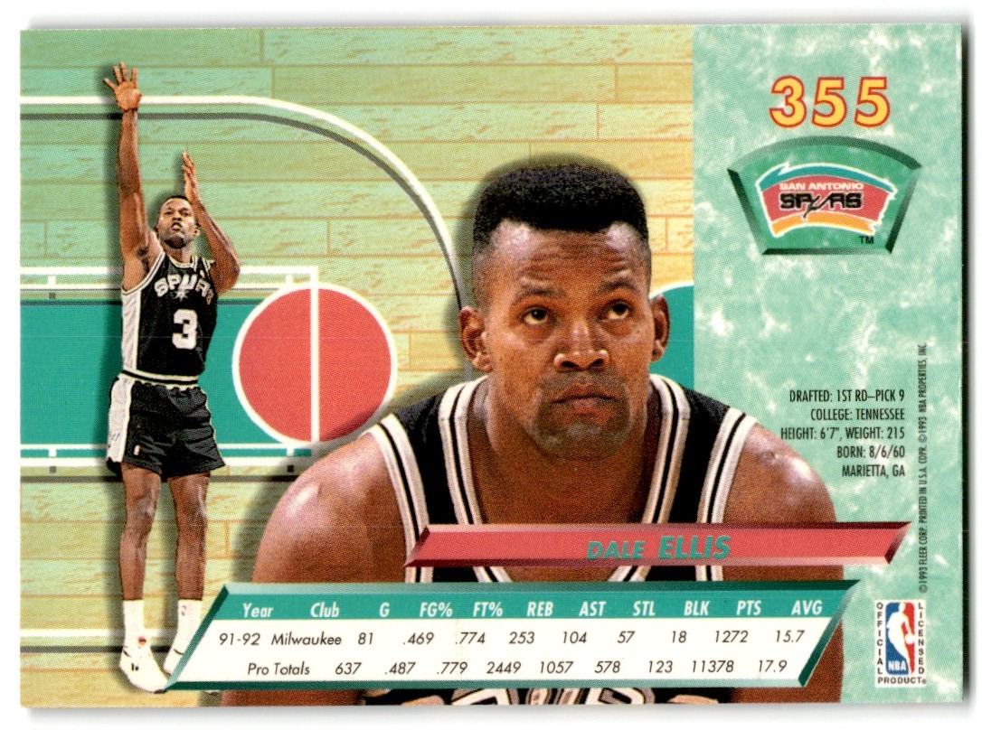 1992-93 Ultra Dale Ellis #355 card back image