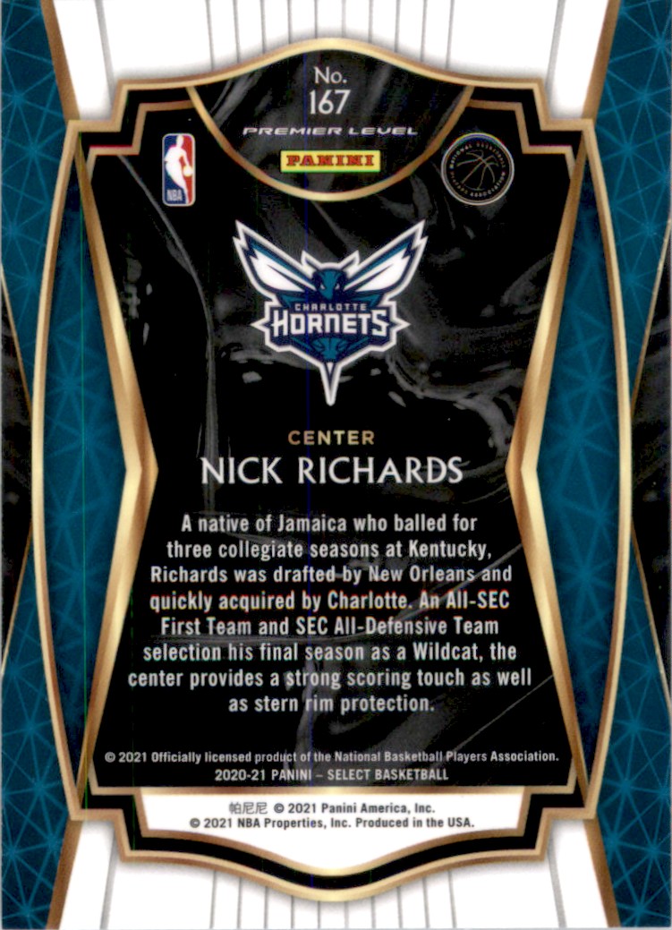 2020-21 Select Nick Richards #167 card back image