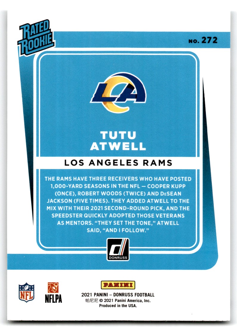 2021 Donruss Tutu Atwell #272 card back image