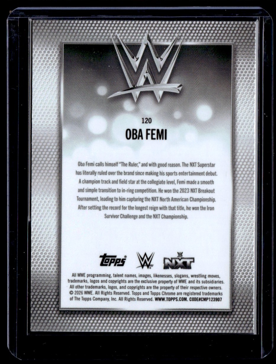 2026 Topps Chrome WWE X-Fractor Oba Femi NXT/RAW #120 | eBay