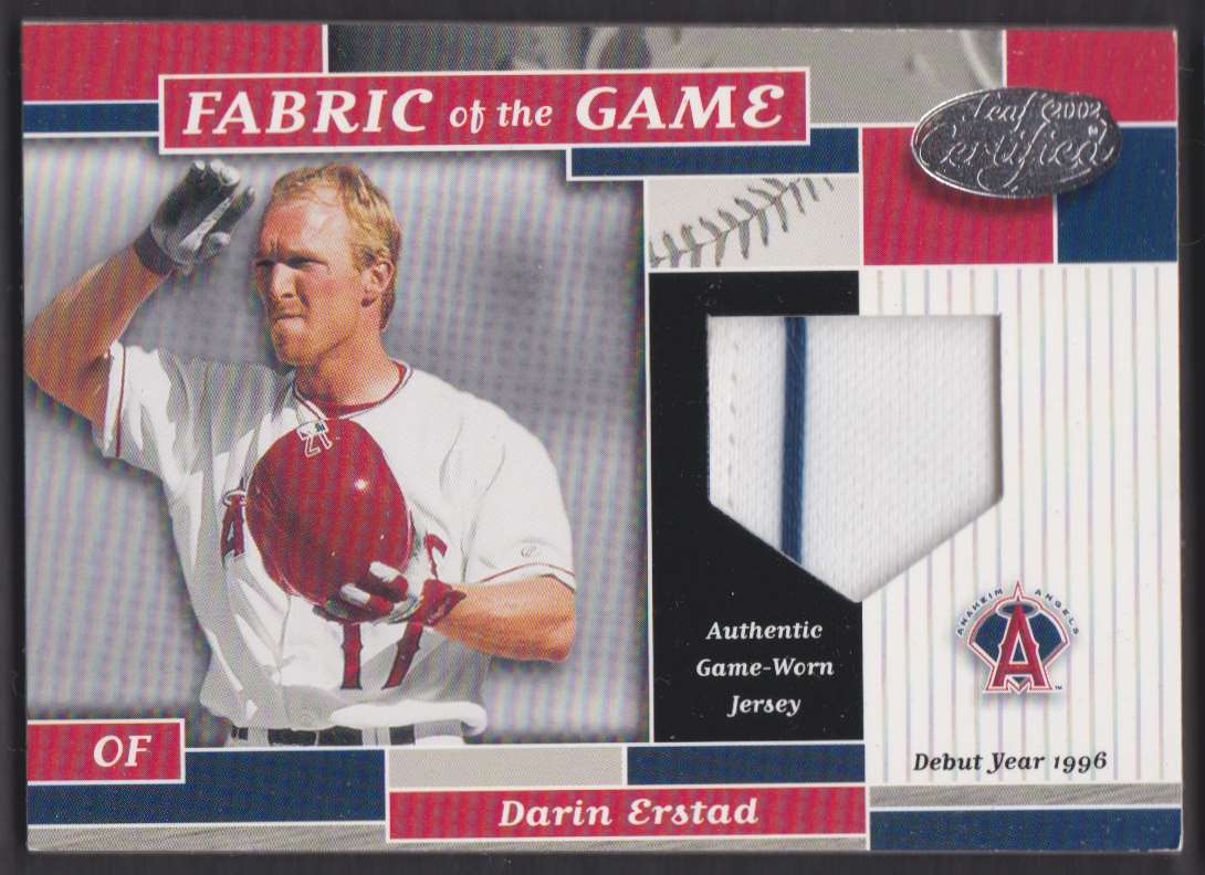 メジャーリーグ　カード　DARIN ERSTED 2002 LEAF CERTIFIED FABRIC OF THE GAME DARIN ERSTAD JERSEY 51/96