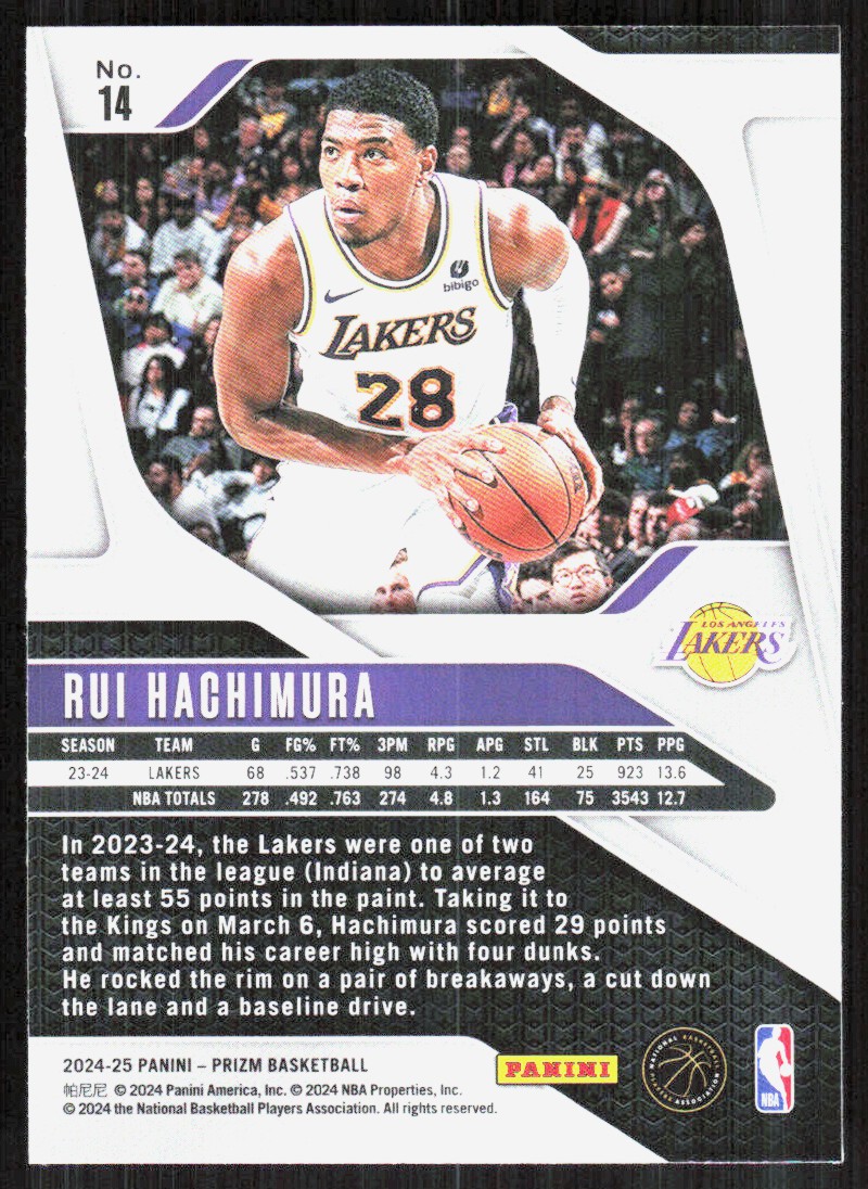 RUI HACHIMURA 2019-20 PANINI HOOPS PREMIUM STOCK SILVER