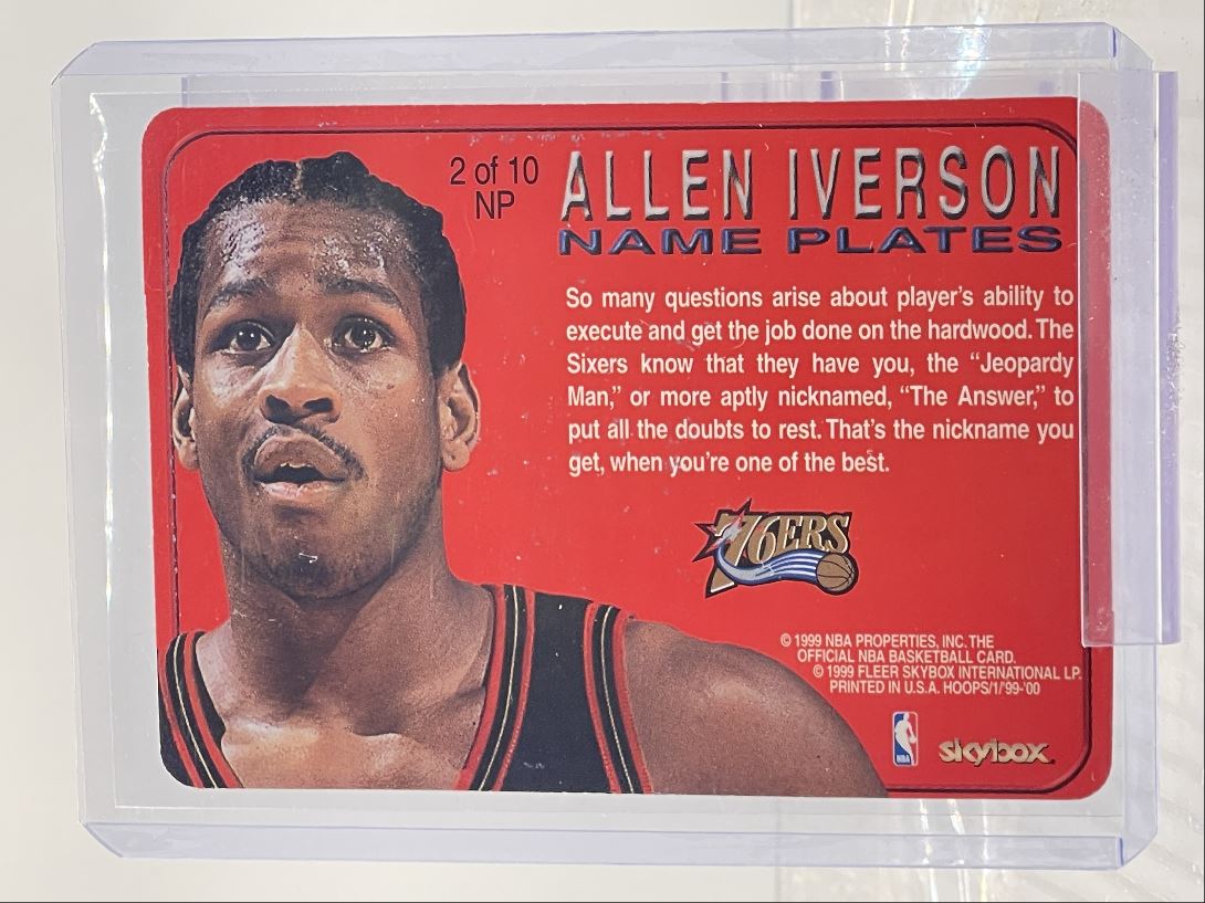 1999-00 NBA HOOPS SKYBOX ANSWER NAME PLATES ALLEN IVERSON on Kronozio