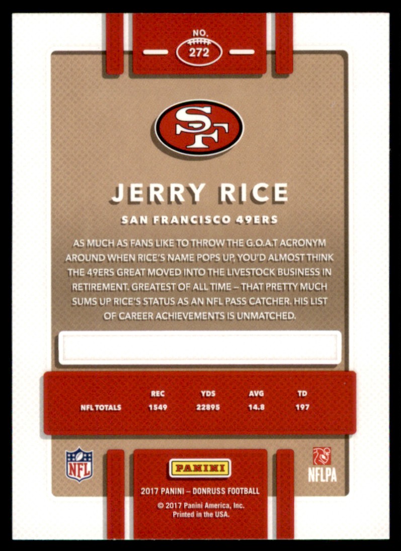 2017 Donruss Jerry Rice #272 card back image