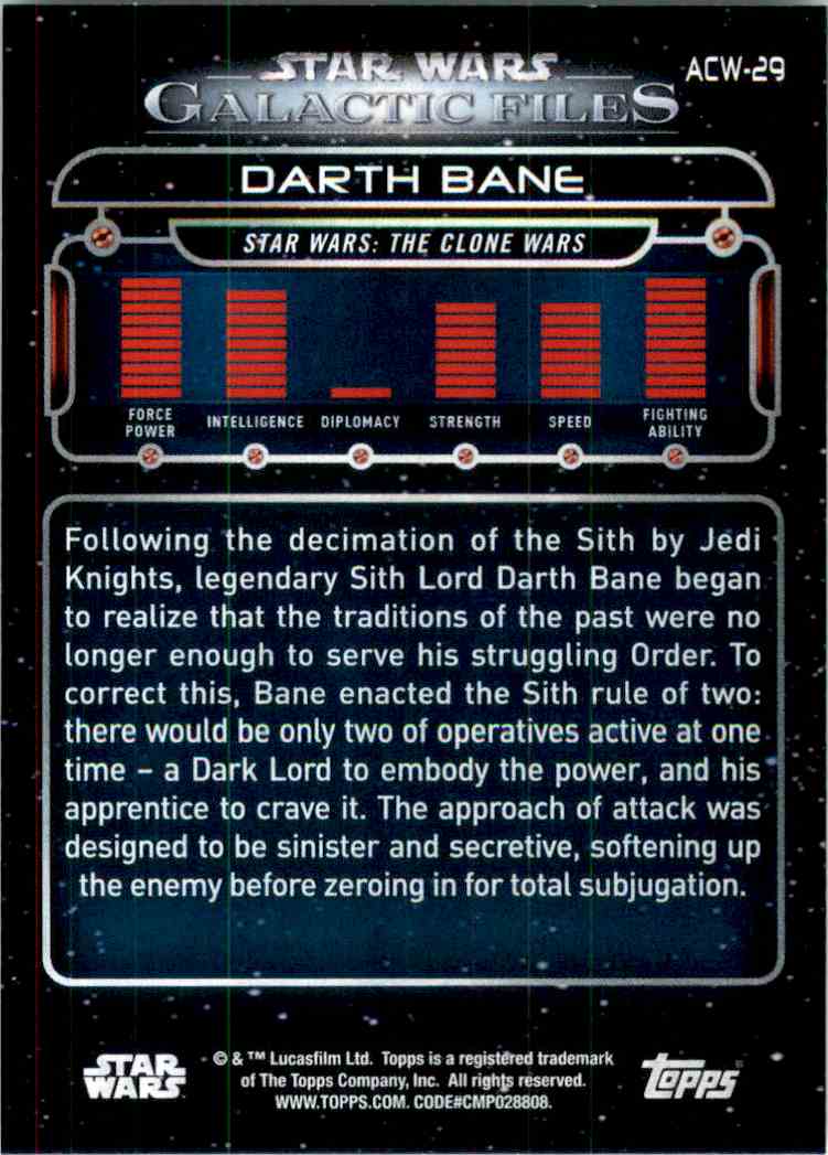 Star Wars Galactic Files 2018 Blue Base Card ACW-29 Darth Bane