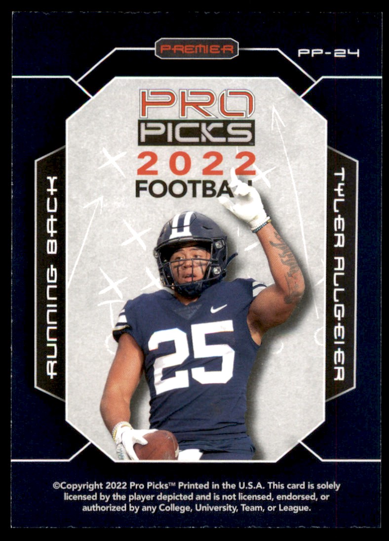 TYLER ALLGEIER 2022 Pro Picks Premier Rookie Card RC #PP-24