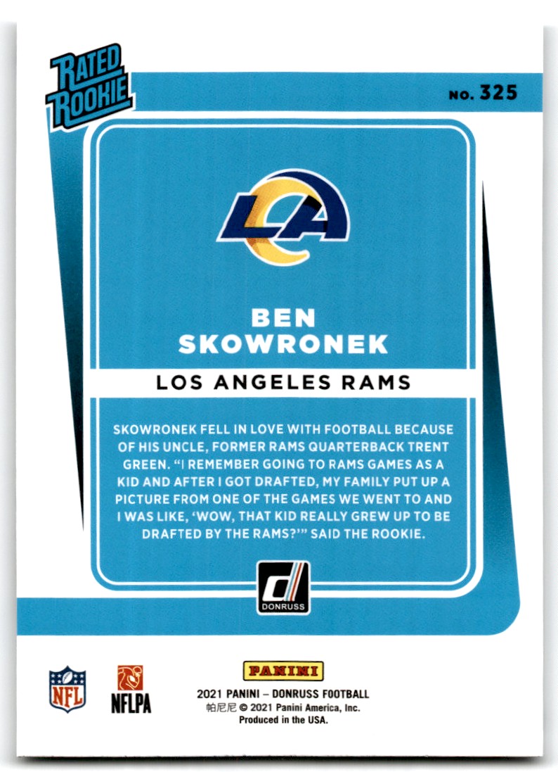2021 Donruss Ben Skowronek #325 card back image