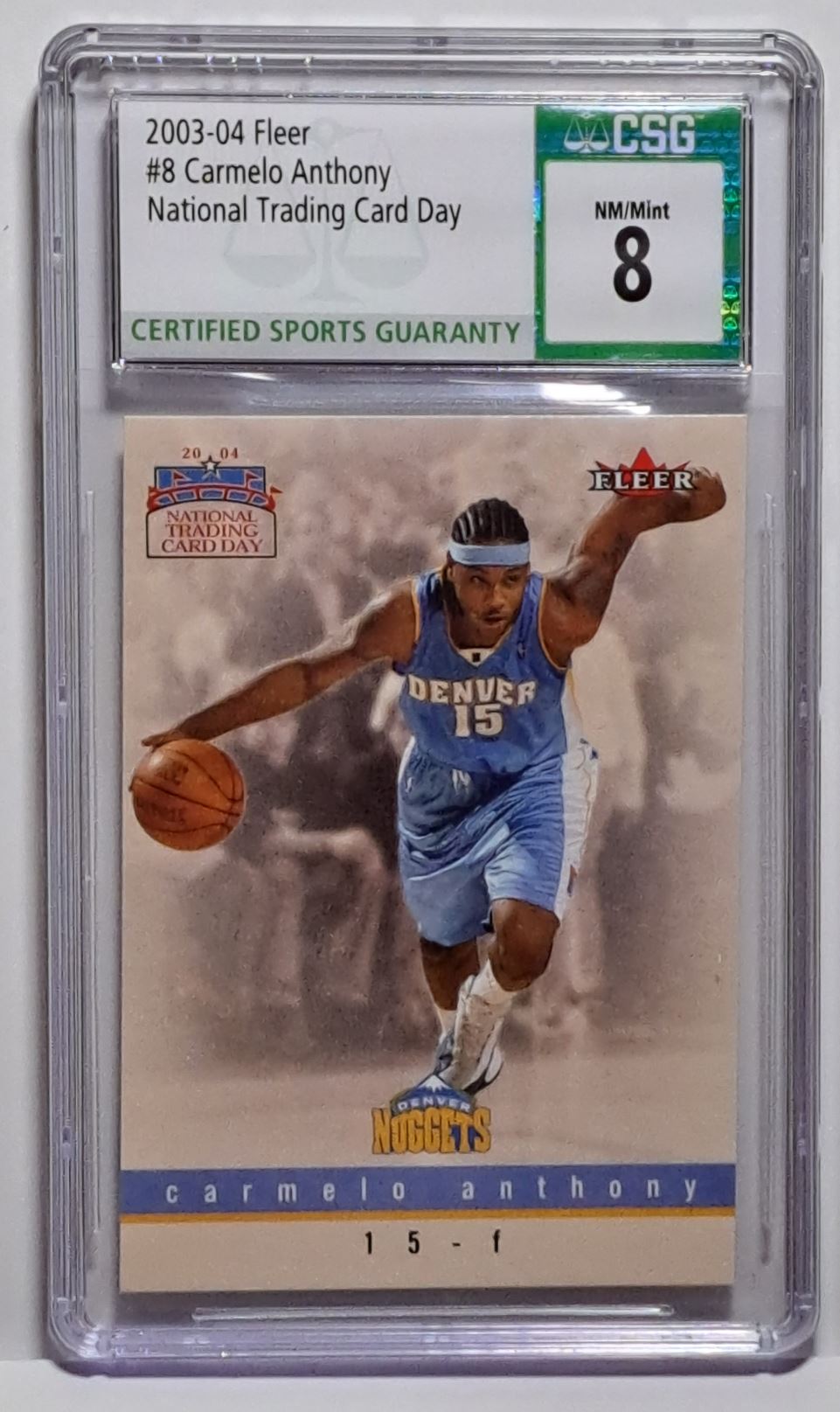 2003-04 Fleer National Trading Card Day Carmelo Anthony #F8 card front image