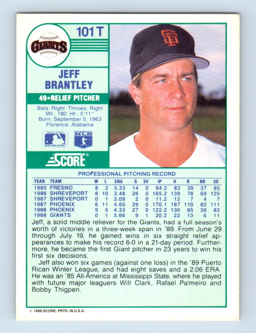 開催中セール一覧 1989 Score Rookie & Traded Jeff Brantley Rookie San スポーツ・フィットネス