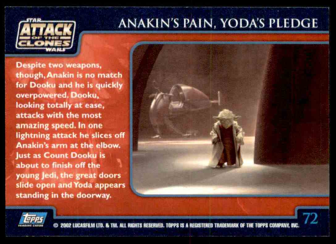 2002 Topps Star Wars Attack Of The Clones Anakin's Pain