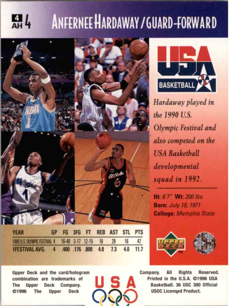 1996 upper deck anfernee hardaway