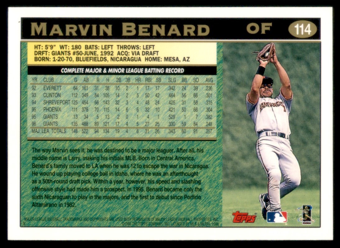 1997 Topps Marvin Benard #114 on Kronozio