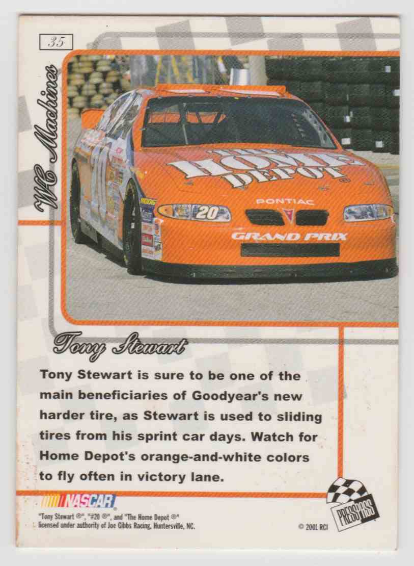 2001 Press Pass Premium Gold Tony Stewart #35 card back image