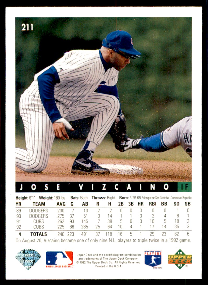 幻級　1993年　マッサヴェッキア Veglie di Neri　早い者勝ち 1993 Upper Deck: Jose Vizcaino Baseball Cards #211 | eBay