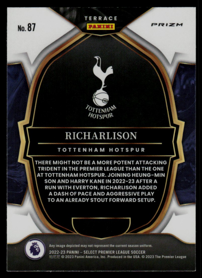 2022 Panini Select Premier League Multi Color Prizm Richarlison #87 card back image