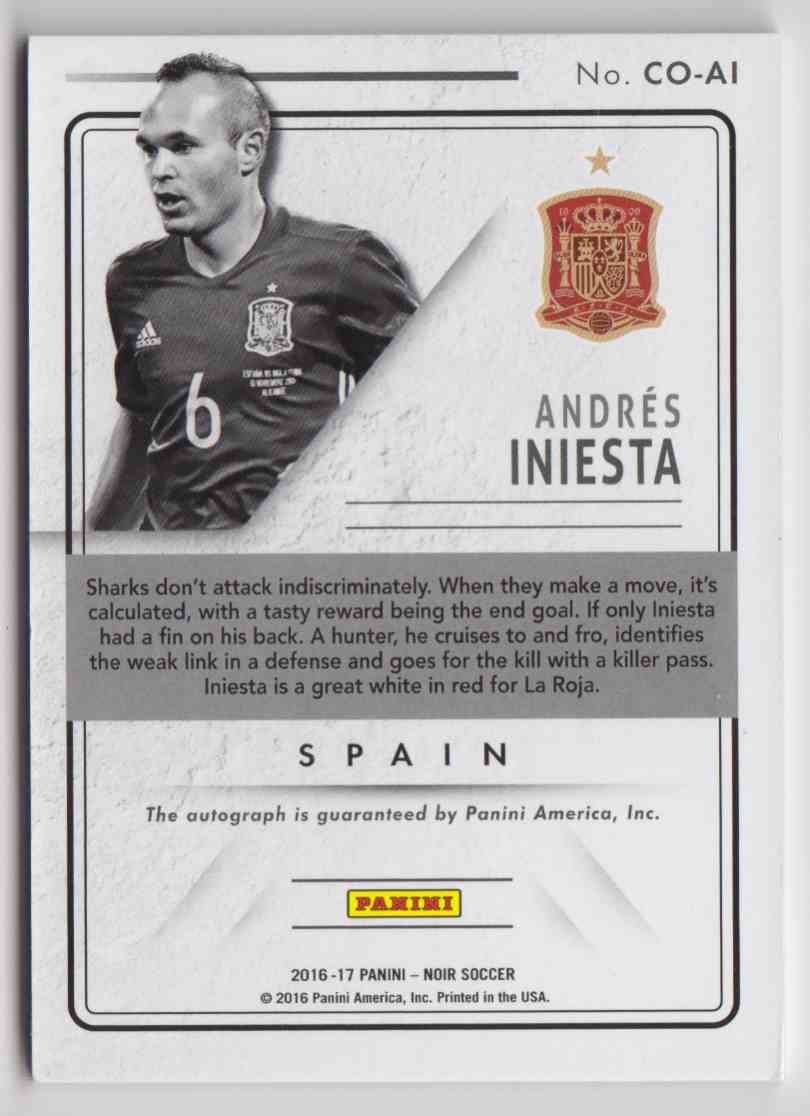 2016 Panini Noir Country Signatures Andres Iniesta #CO-AI on Kronozio