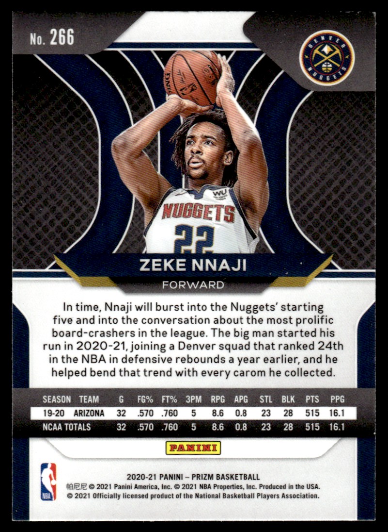 2020-21 Panini Prizm Zeke Nnaji #266 on Kronozio