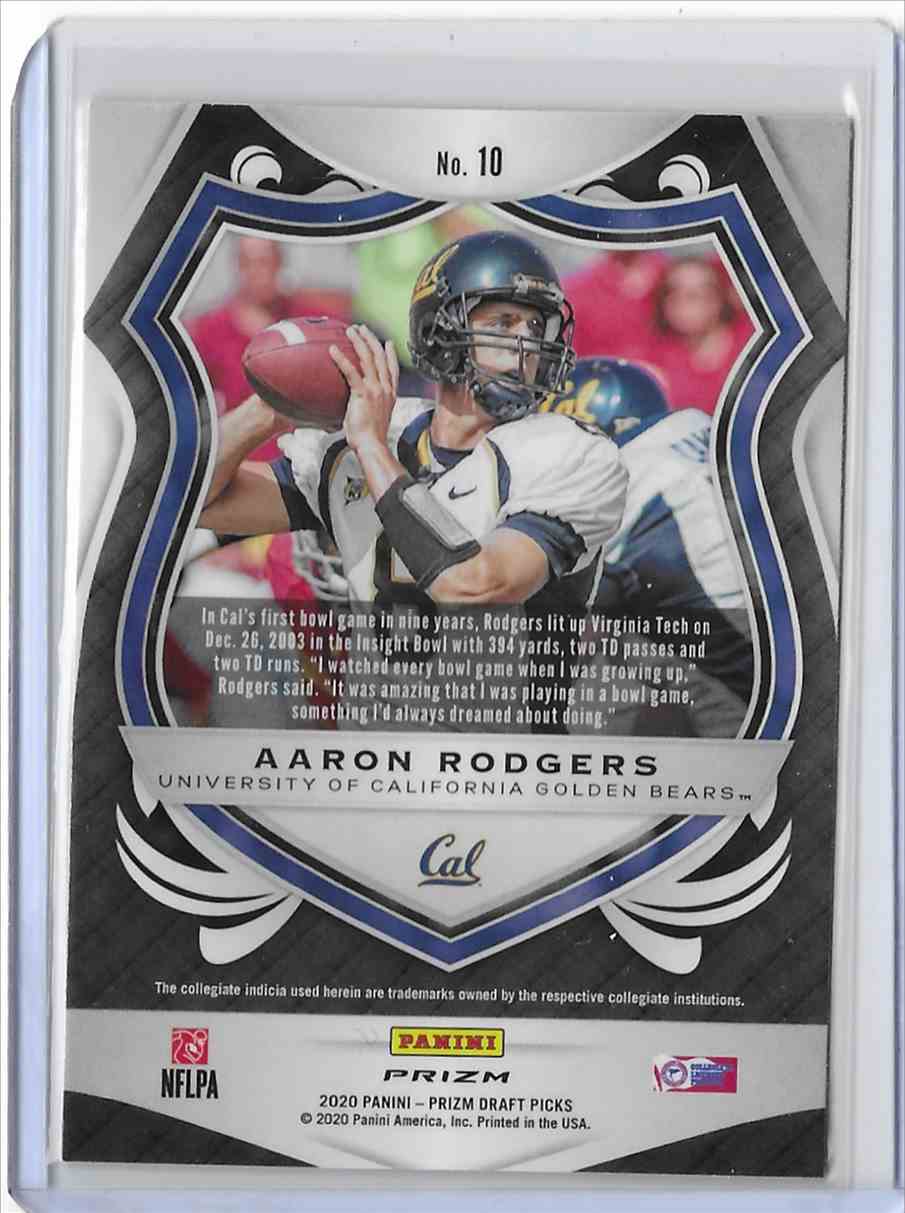 2020 Panini Prizm Draft Picks Silver Crusade Aaron Rodgers #10 card back image
