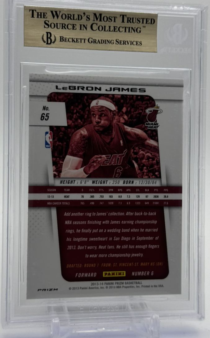 2013-14 Panini Prizm Silver LeBron James BGS Miami Heat #65