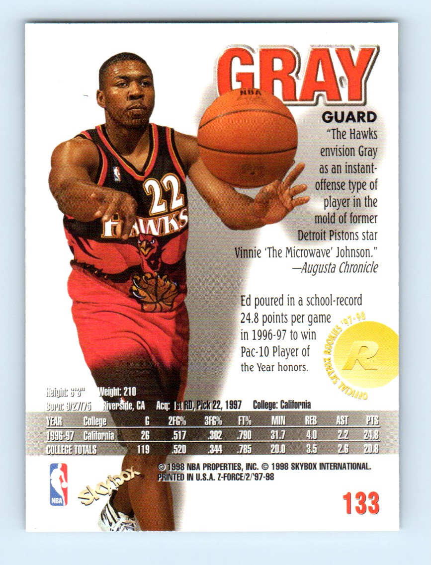 1997-98 SkyBox Z-Force Ed Gray #133 card back image