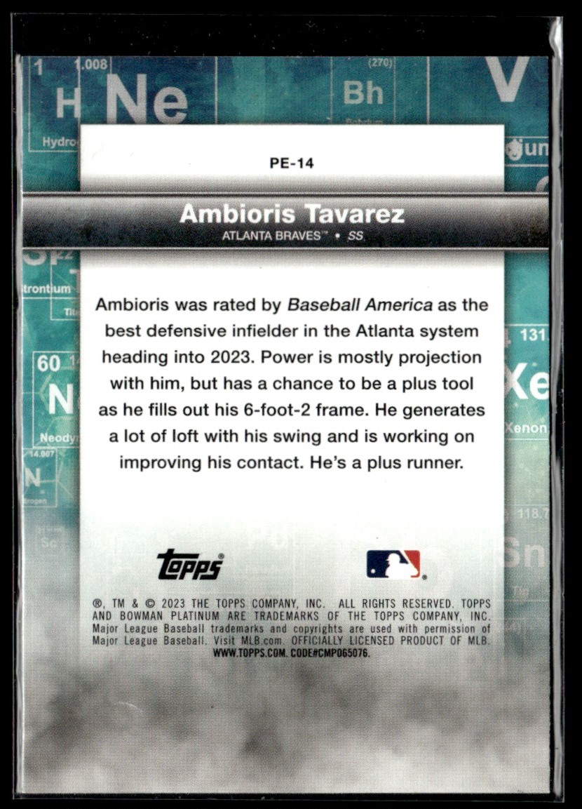  2023 Bowman 1st Edition #BPPF-33 Ambioris Tavarez Atlanta Braves  Baseball Trading Card : Collectibles & Fine Art