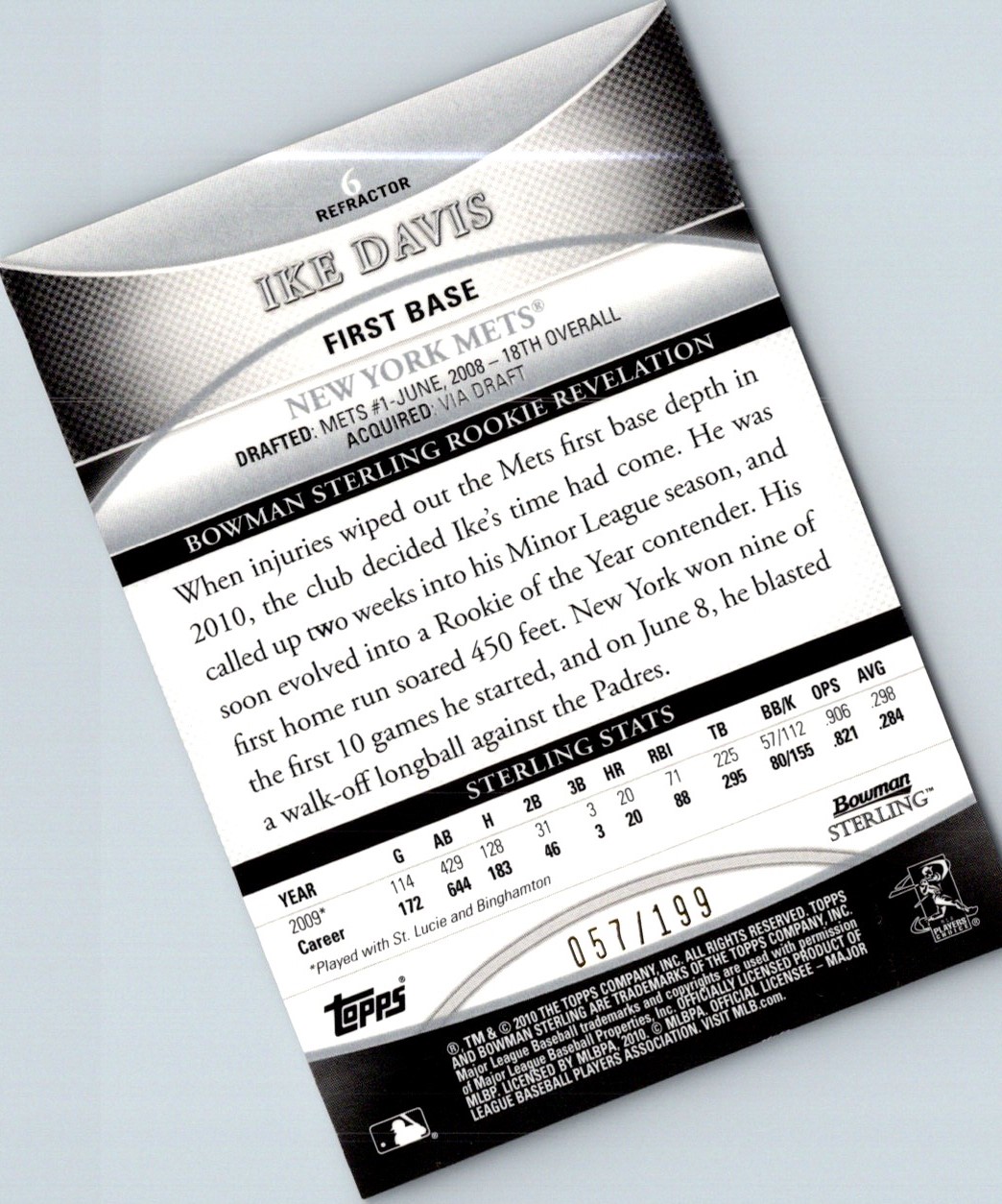 2010 Topps eTopps Ike Davis #1 card back image