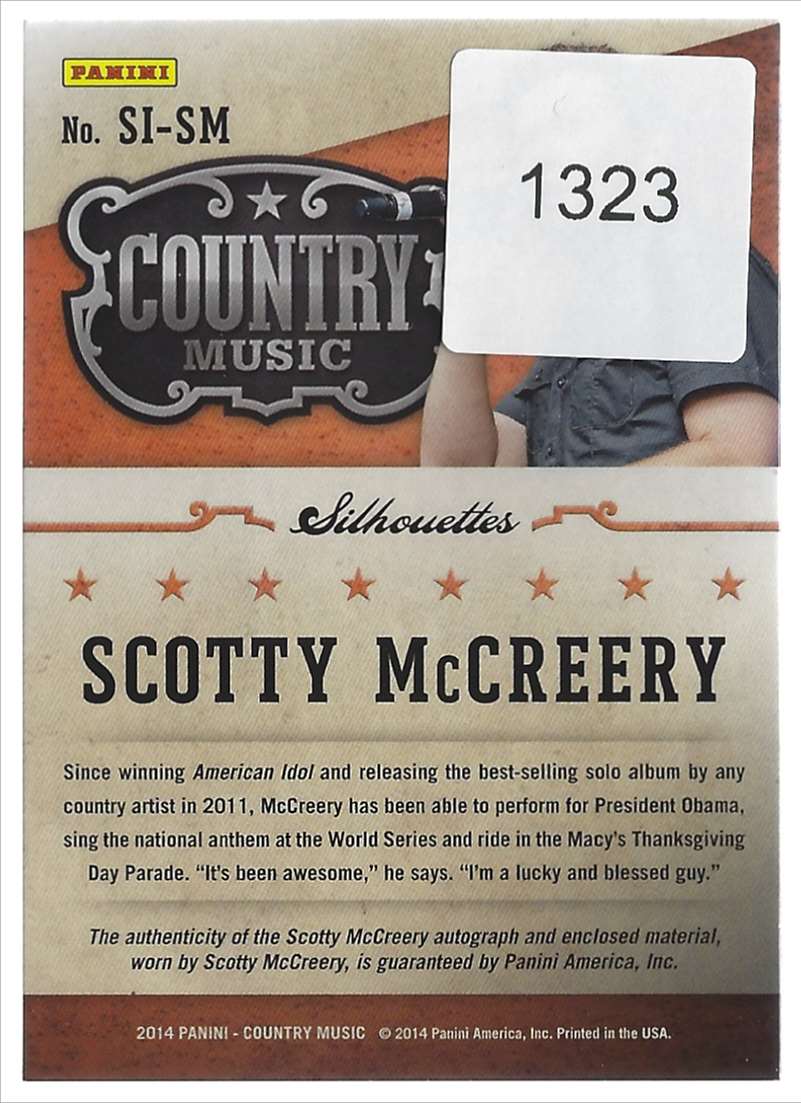 2015 Country Music Silhouette Signature Materials Green Scotty McCreery #SISM card back image
