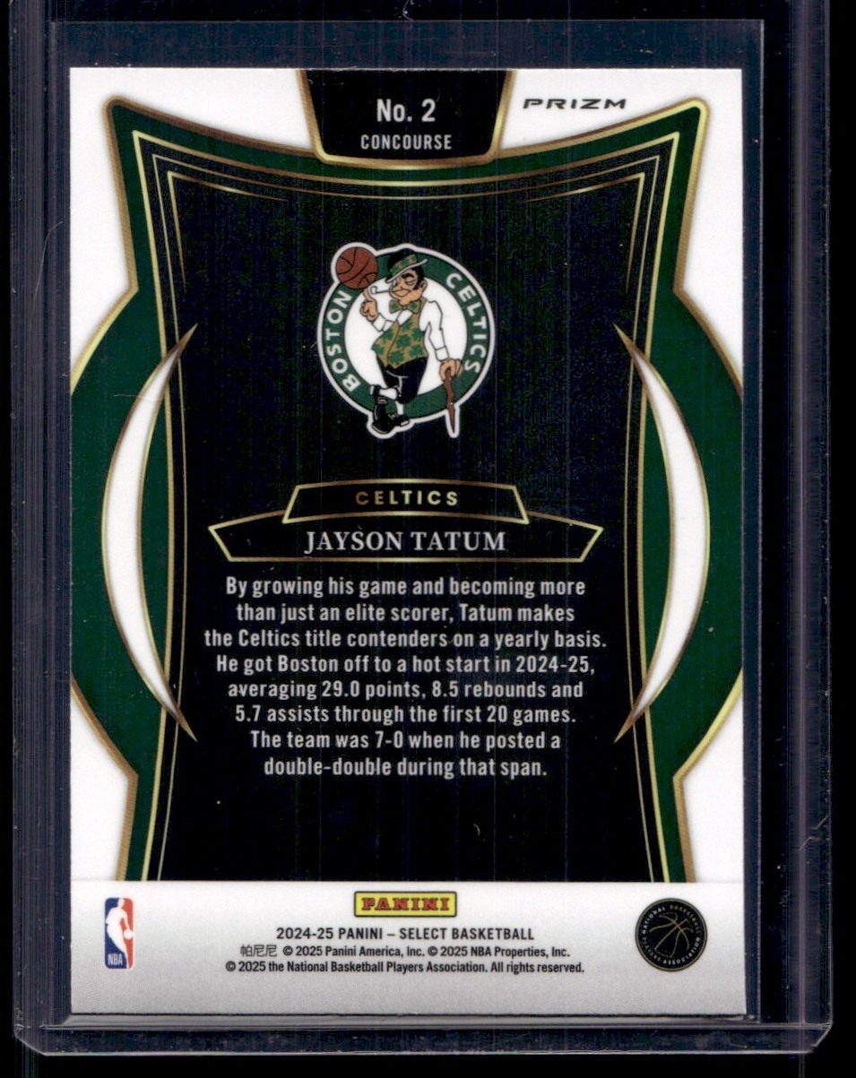 2024-25 Panini Select Tri-Color Jayson Tatum #2 card back image