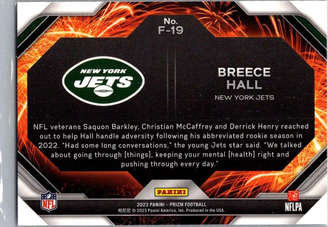 2023 Panini Fireworks Breece Hall #38 card back image
