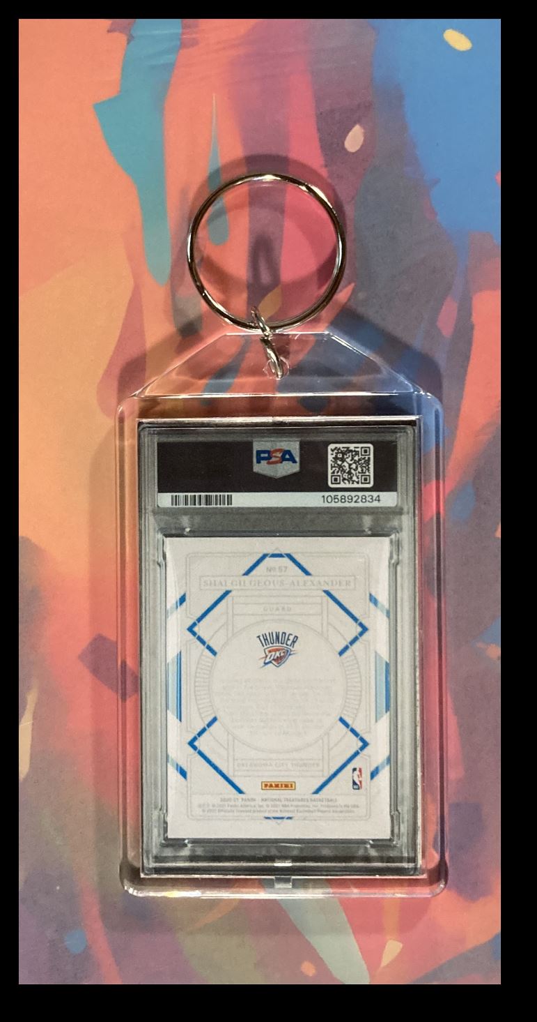 2025 -MME- 0103-0206 Shai-Gilgeous Alexander 2020 Panini Nat Treaures Auto PSA Style Keychain #0103 card back image
