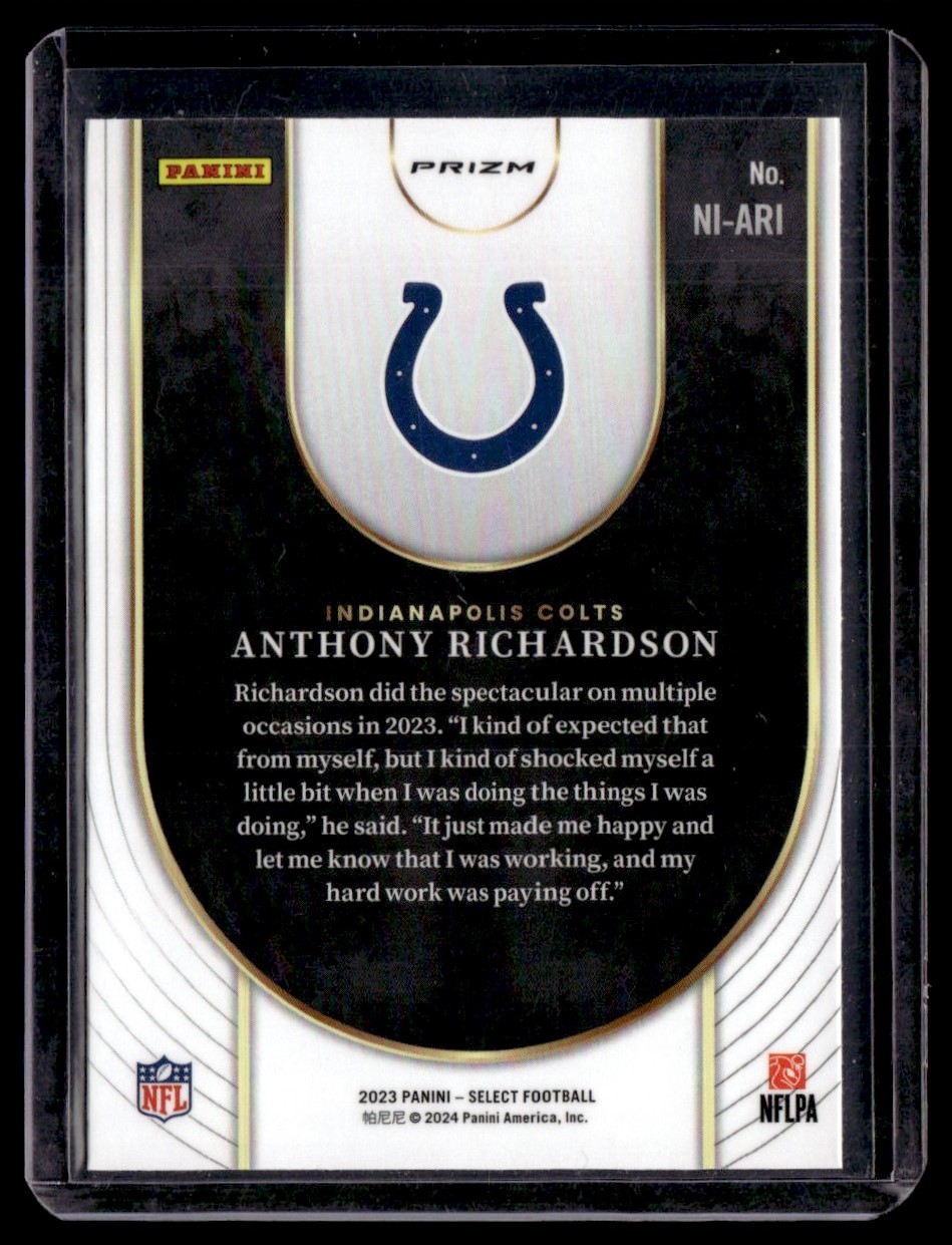 2023 Panini Select Neon Icons Anthony Richardson #NI-ARI card back image