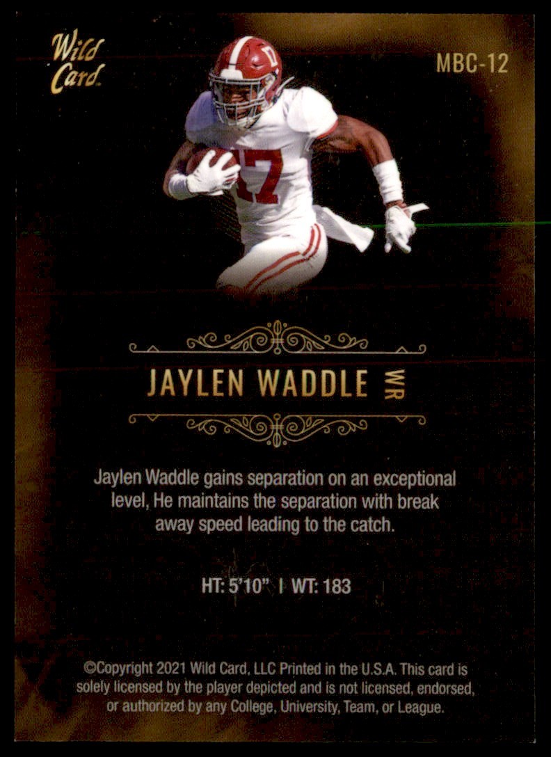 2021 Wild Card Matte White Jaylen Waddle #MBC-12 card back image