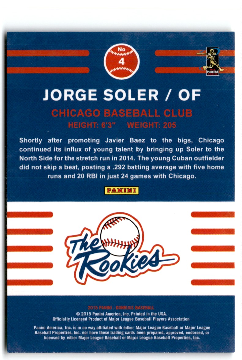 2015 Donruss The Rookies Jorge Soler #4 card back image