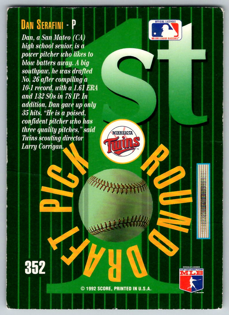 レア Dessa - Castor, The Twin / LP 1993 SELECT DAN SERAFINI RC MINNESOTA TWINS #352 | eBay