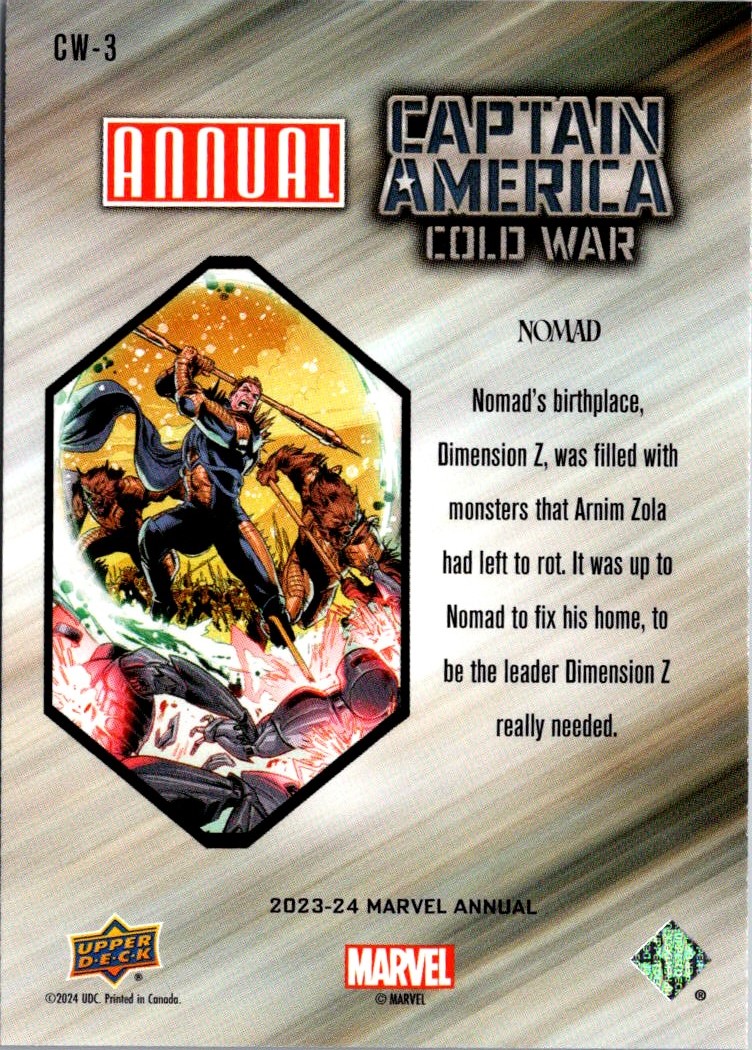 2023 Marvel Annual Captain America Cold War NOMAD #CW-3 card back image