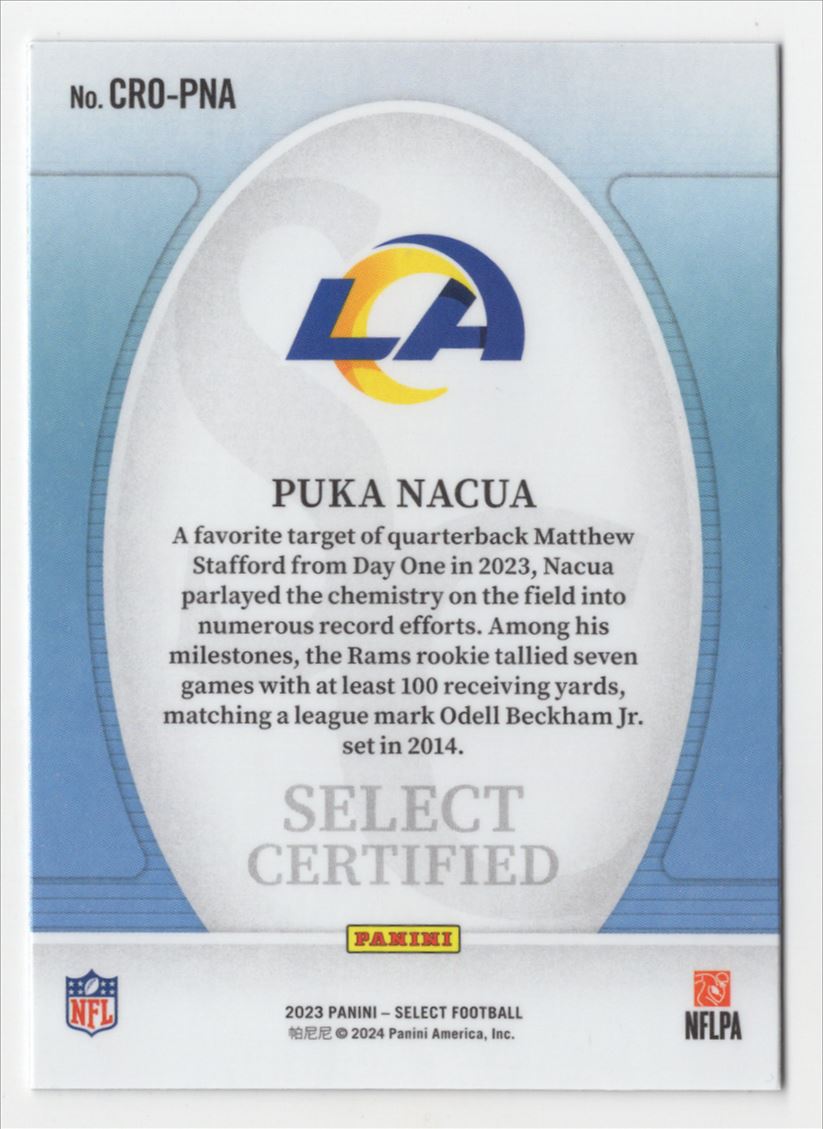 2023 Panini Select Certified Puka Nacua Rookie #CRO-PNA | eBay
