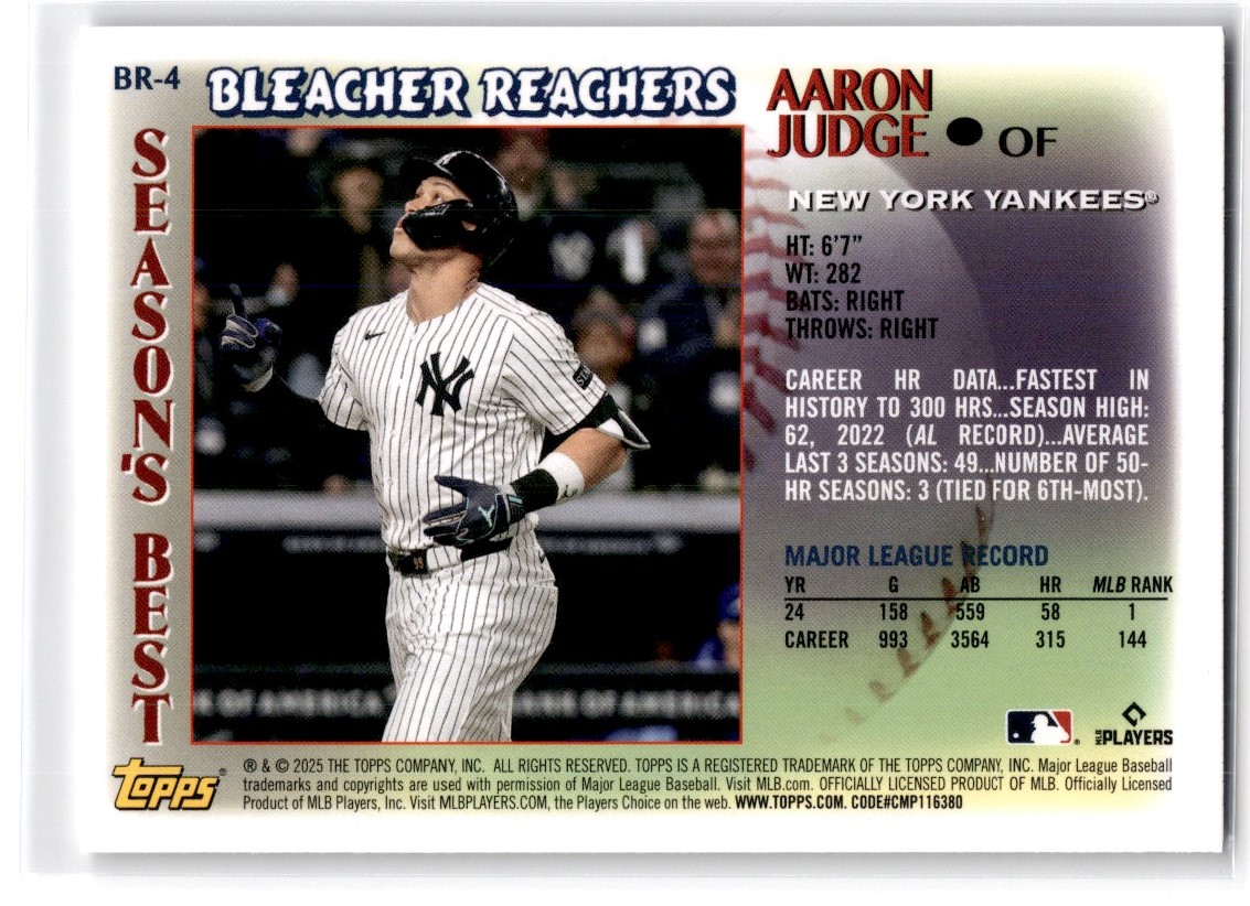 2025 Topps Update Bleacher Reachers Aaron Judge New York Yankees