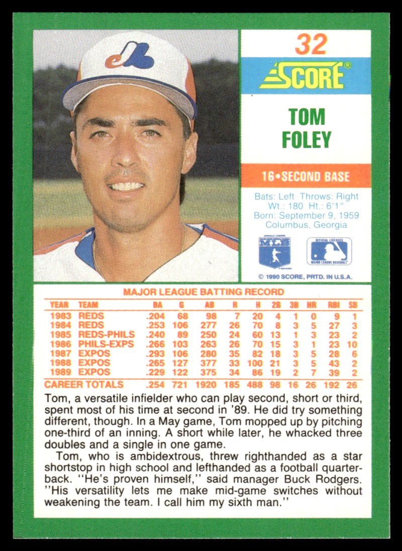 1990 Score Tom Foley #32 on Kronozio