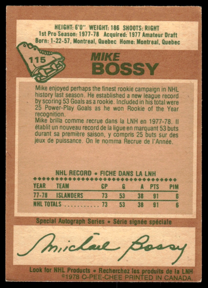 1978-79 O-Pee-Chee Mike Bossy #115 on Kronozio