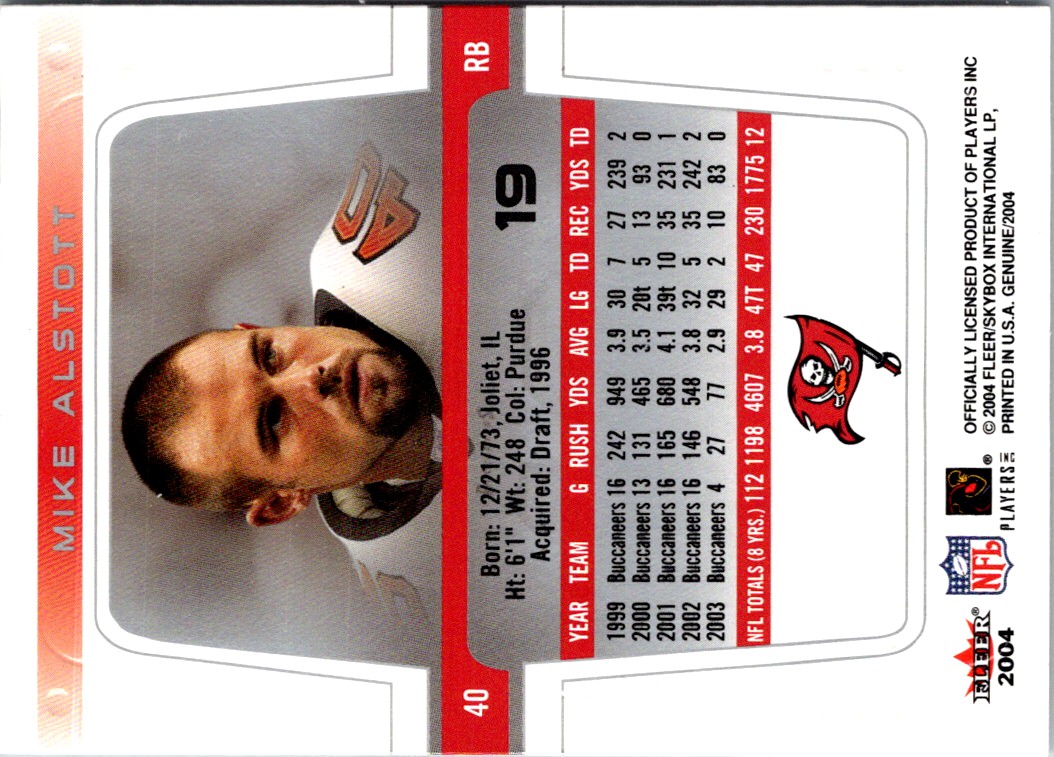 2004 Fleer Genuine Mike Alstott #19 card back image