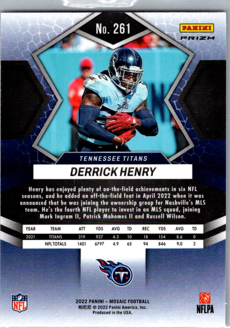 2022 Panini Mosaic Silver Derrick Henry #261 card back image