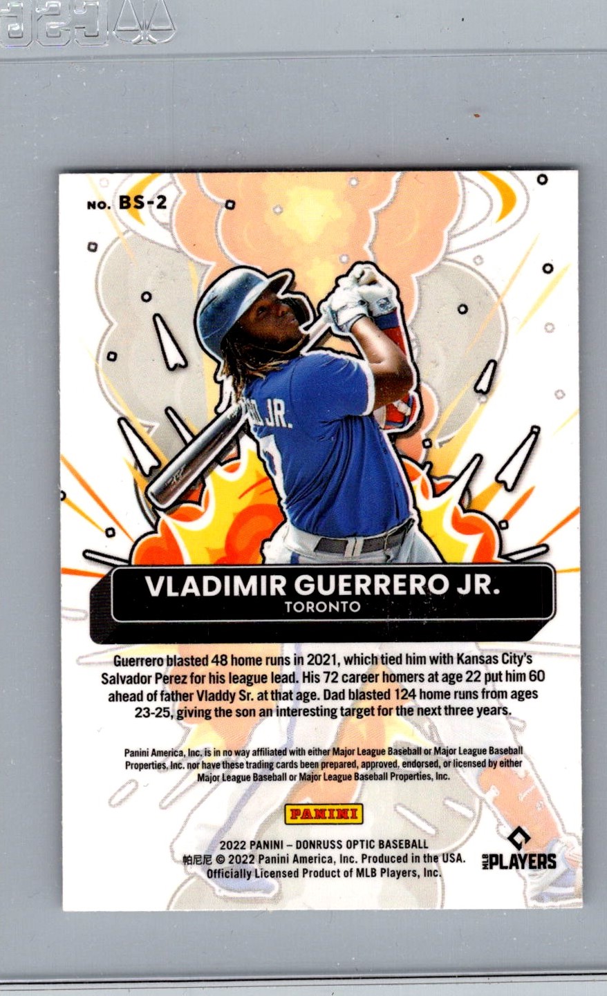 2022 DONRUSS OPTIC BOMB SQUAD VLADIMIR GUERRERO JR. TORONTO BLUE