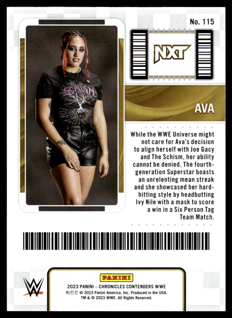 2023 Panini Chronicles WWE Contenders Season Ticket Red Ava Rookie