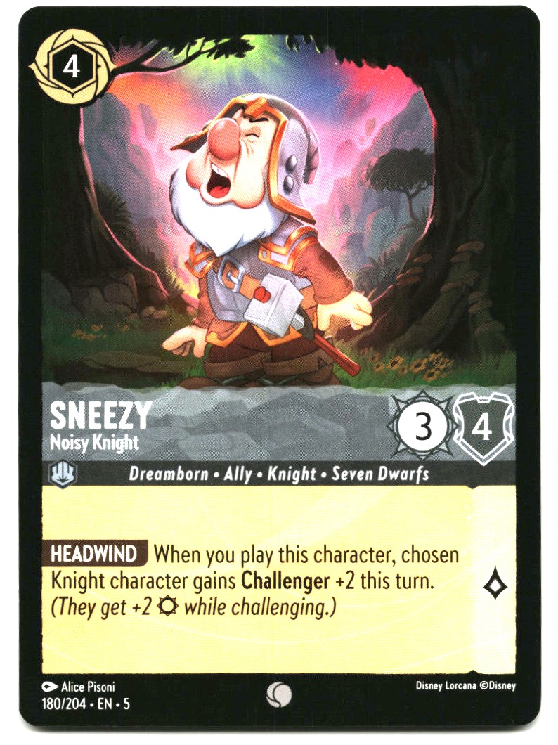 Disney Lorcana Trading Card TCG Sneezy #180 Shimmering Skies | eBay