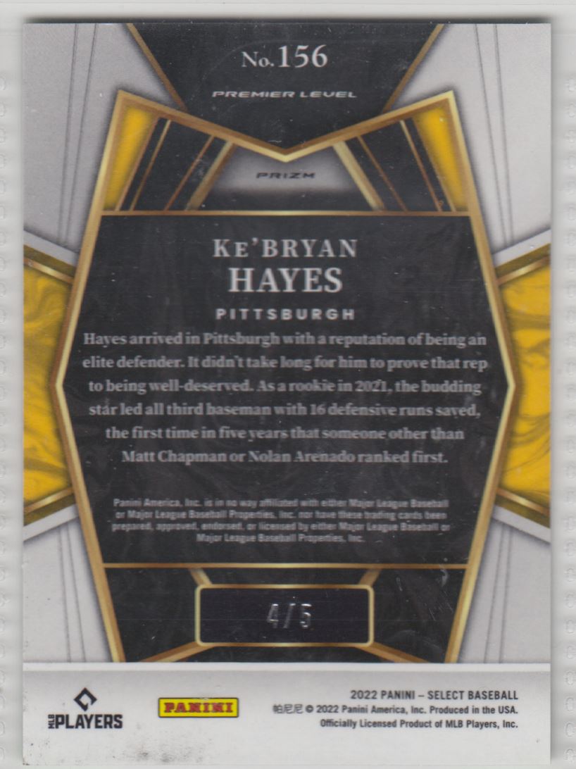 2022 Select Green Ke'Bryan Hayes #156 card back image